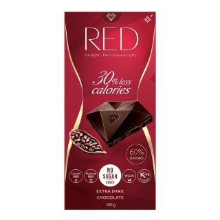 Czekolada extra gorzka 60% kakao 30% mniej kalorii RED Delight, 100g