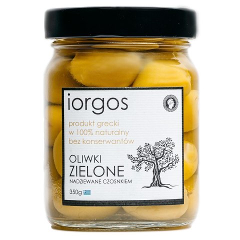 Oliwki zielone PREMIUM - z czosnkiem IORGOS, 350g