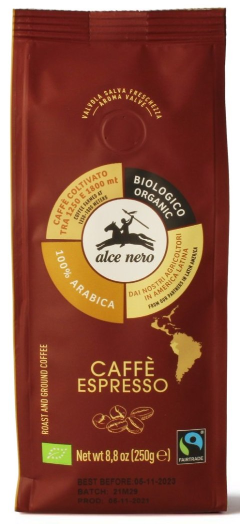 KAWA MIELONA ARABICA 100 % ESPRESSO FAIR TRADE GÓRSKA BIO 250 g - ALCE NERO