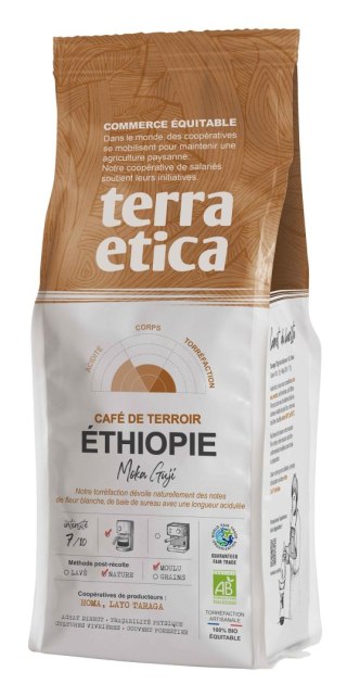 KAWA MIELONA ARABICA 100 % MOKA GUJI ETIOPIA FAIR TRADE BIO 250 g - TERRA ETICA