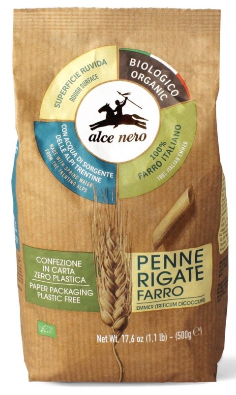 MAKARON (Z PŁASKURKI) PENNE BIO 500 g - ALCE NERO