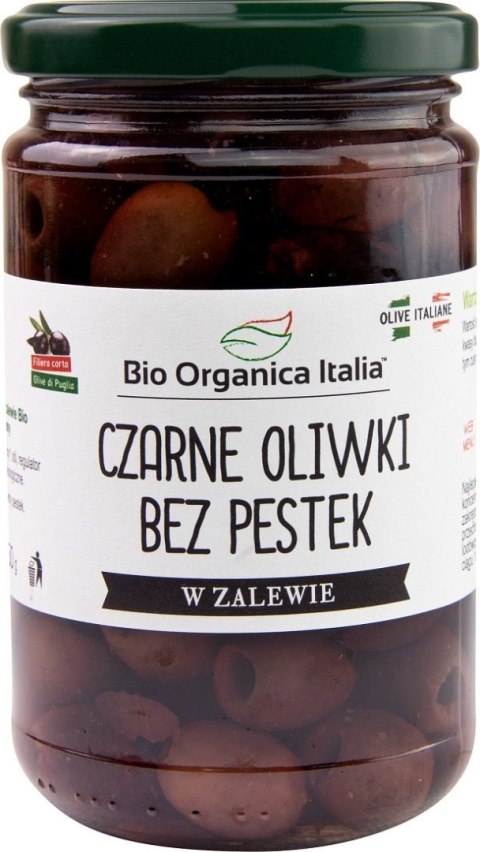 OLIWKI CZARNE BEZ PESTEK W ZALEWIE BIO 280 g (160 g) (SŁOIK) - BIO ORGANICA ITALIA