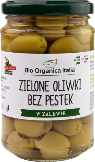 OLIWKI ZIELONE BEZ PESTEK W ZALEWIE BIO 280 g (150 g) (SŁOIK) - BIO ORGANICA ITALIA