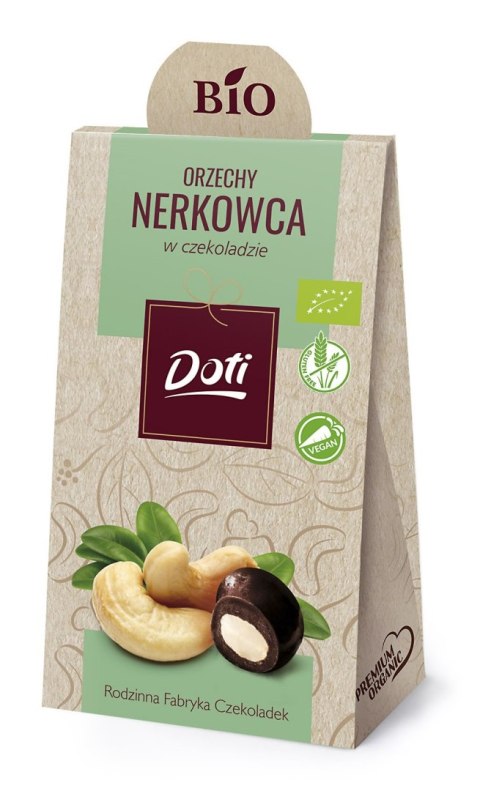 ORZECHY NERKOWCA W CZEKOLADZIE GORZKIEJ BEZGLUTENOWE BIO 50 g - DOTI