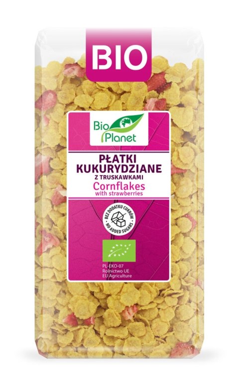 PŁATKI KUKURYDZIANE Z TRUSKAWKAMI BEZ DODATKU CUKRÓW BIO 250 g - BIO PLANET