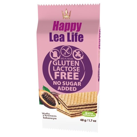 Wafle kakaowe bez glutenu laktozy i bez dodatku cukru Lea Life 48g Wafle kakaowe bez glutenu laktozy i bez dodatku cukru Lea Life 48g