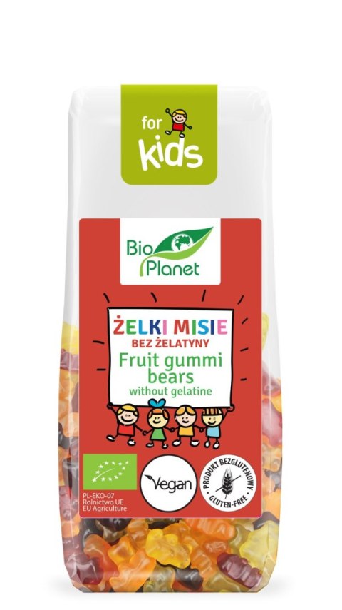 ŻELKI MISIE BEZ ŻELATYNY BEZGLUTENOWE BIO 100 g - BIO PLANET