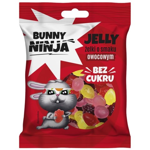 Żelki bez dodatku cukru o smaku owocowym w kształcie owoców Bunny Ninja, 75g