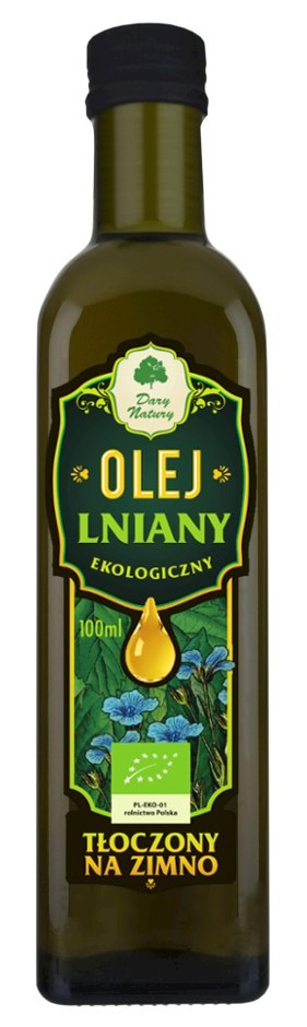 OLEJ LNIANY TŁOCZONY NA ZIMNO BIO 100 ml - DARY NATURY