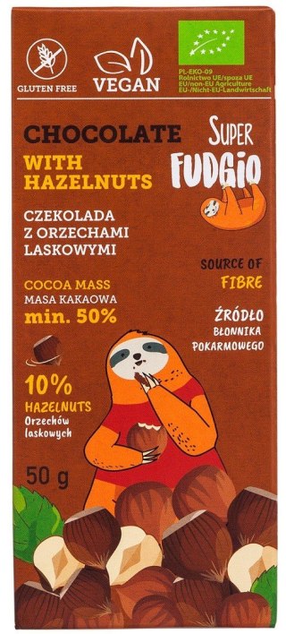 CZEKOLADA Z ORZECHAMI LASKOWYMI BEZGLUTENOWA BIO 50 g - ME GUSTO (SUPER FUDGIO)