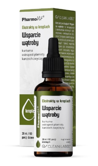 EKSTRAKTY W KROPLACH NA WSPARCIE WĄTROBY BEZGLUTENOWE 30 ml - PHARMOVIT (CLEAN LABEL)