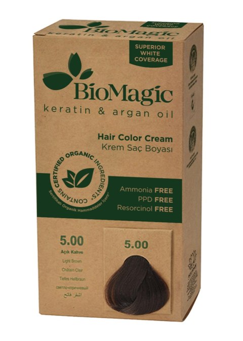 FARBA DO WŁOSÓW JASNY BRĄZ (5.00) 250 g - BIOMAGIC FARBA DO WŁOSÓW JASNY BRĄZ (5.00) 250 g - BIOMAGIC