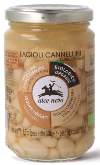 FASOLA CANNELLINI W ZALEWIE BIO 300 g (220 g) (SŁOIK) - ALCE NERO