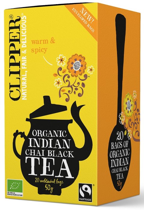 HERBATA CZARNA CHAI Z CYNAMONEM I GOŹDZIKAMI FAIR TRADE BIO (20 x 2,5 g) 50 g - CLIPPER