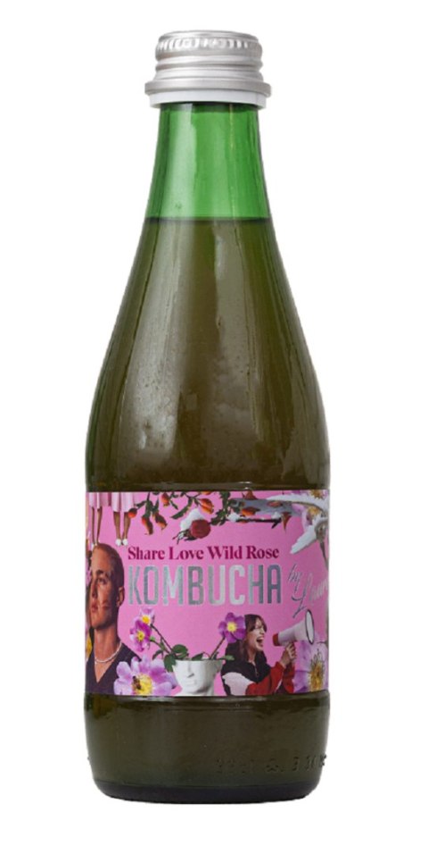 KOMBUCHA Z SOKIEM Z DZIKIEJ RÓŻY (SHARE LOVE WILD ROSE) BIO 330 ml - KOMBUCHA BY LAURENT