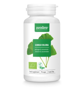 MIŁORZĄB JAPOŃSKI (GINKGO BILOBA) BIO (250 mg) 70 KAPSUŁEK - PURASANA