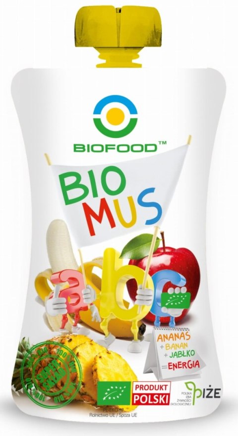 MUS ANANASOWO - BANANOWO - JABŁKOWY BEZGLUTENOWY BIO 120 g - BIO FOOD