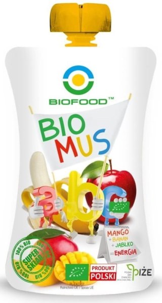 MUS MANGO - BANANOWO - JABŁKOWY BEZGLUTENOWY BIO 120 g - BIO FOOD