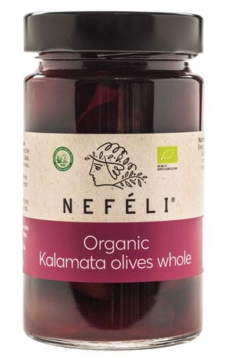 OLIWKI CZARNE KALAMATA Z PESTKĄ W ZALEWIE BIO 300 g (170 g) - NEFELI