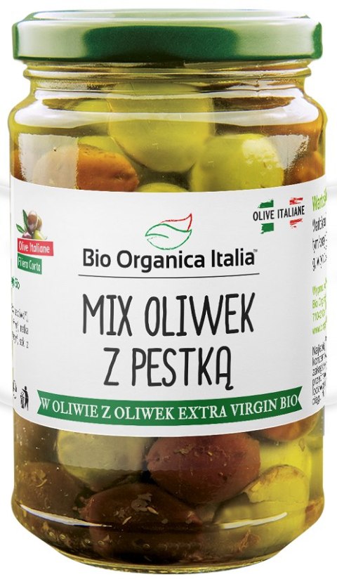 OLIWKI MIX Z PESTKĄ W OLIWIE Z OLIWEK EXTRA VIRGIN BIO 280 g (SŁOIK) - BIO ORGANICA ITALIA