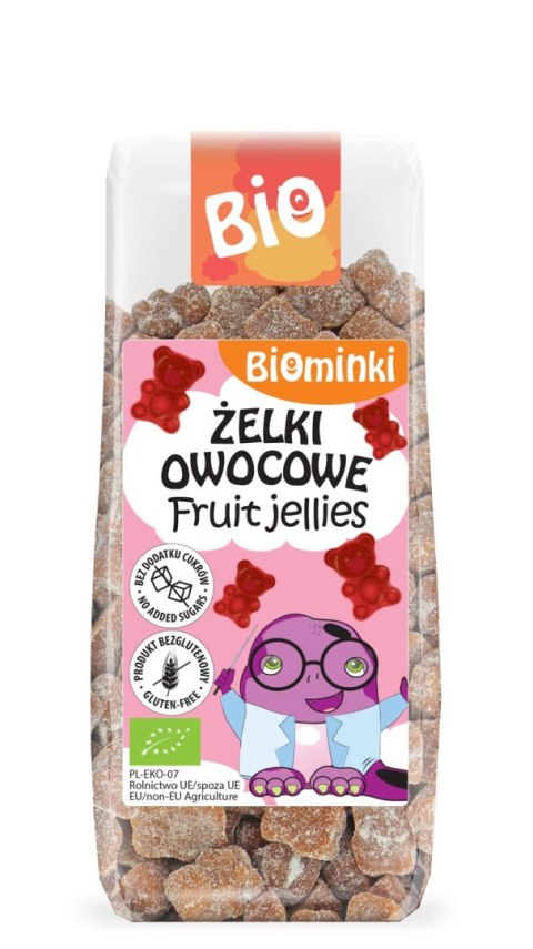 ŻELKI OWOCOWE BEZ DODATKU CUKRÓW BEZGLUTENOWE BIO 150 g - BIOMINKI