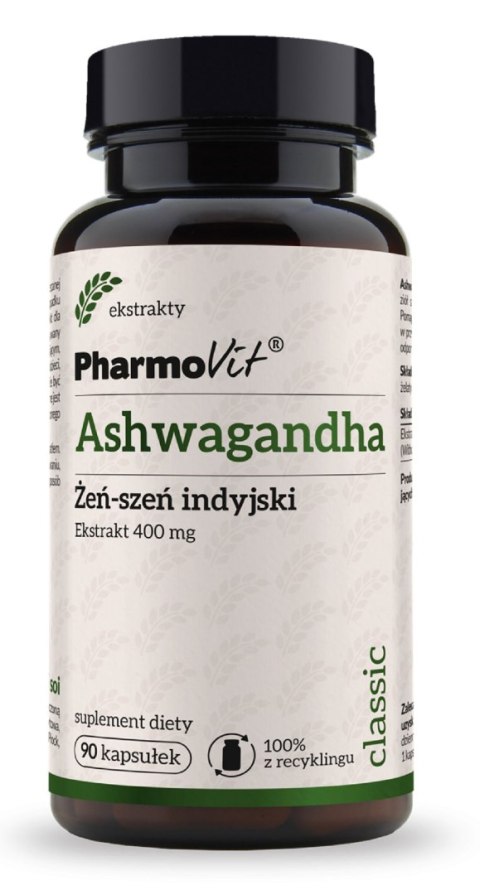 ASHWAGANDHA EKSTRAKT (400 mg) BEZGLUTENOWY 90 KAPSUŁEK - PHARMOVIT (CLASSIC)