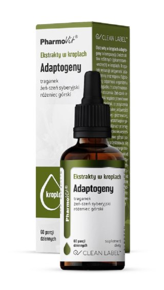 EKSTRAKTY W KROPLACH ADAPTOGENY BEZGLUTENOWE 30 ml - PHARMOVIT (CLEAN LABEL)