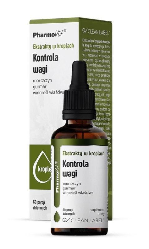 EKSTRAKTY W KROPLACH NA KONTROLĘ WAGI BEZGLUTENOWE 30 ml - PHARMOVIT (CLEAN LABEL)