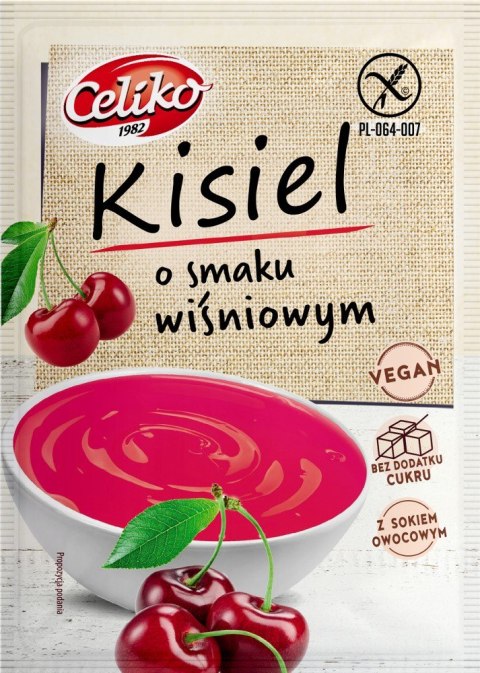 KISIEL O SMAKU WIŚNIOWYM BEZ DODATKU CUKRÓW BEZGLUTENOWY 40 g - CELIKO