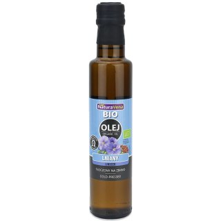 OLEJ LNIANY TŁOCZONY NA ZIMNO BIO 250 ml - NATURAVENA