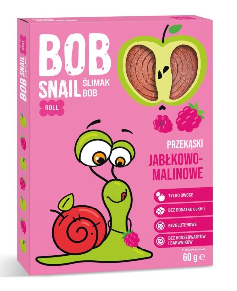 PRZEKĄSKA ROLL JABŁKO - MALINA BEZ DODATKU CUKRÓW BEZGLUTENOWA 60 g - BOB SNAIL