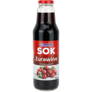 SOK Z ŻURAWINY 100 % 750 ml - NATURAVENA