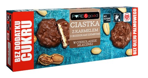 CIASTKA Z KARMELEM I ORZESZKAMI ZIEMNYMI W CZEKOLADZIE MLECZNEJ BEZ DODATKU CUKRÓW 128 g - PURE&GOOD