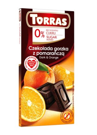 CZEKOLADA GORZKA Z POMARAŃCZĄ BEZ DODATKU CUKRÓW BEZGLUTENOWA 75 g - TORRAS