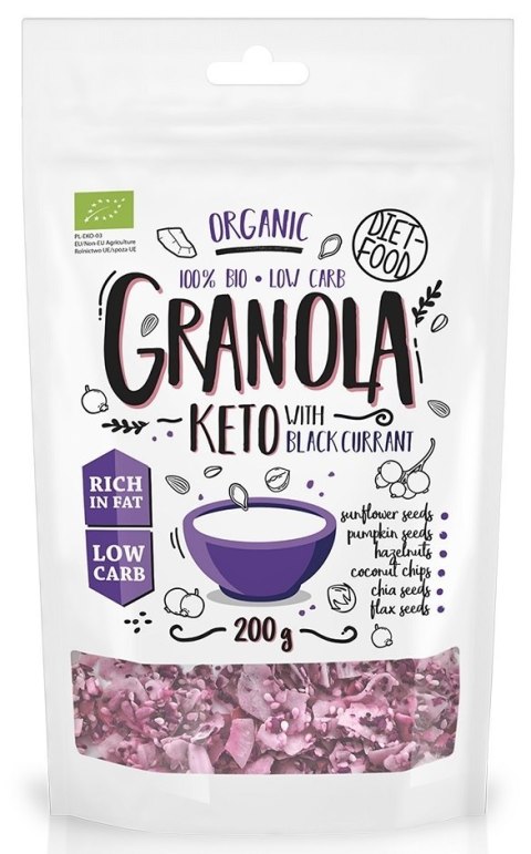 GRANOLA CZARNA PORZECZKA KETO BIO 200 g - DIET-FOOD