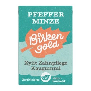 GUMA DO ŻUCIA Z KSYLITOLEM O SMAKU MIĘTY PIEPRZOWEJ BEZ DODATKU CUKRÓW 28 g - BIRKENGOLD