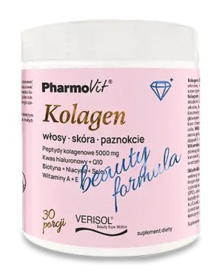 KOLAGEN O SMAKU BRZOSKWINIA - BANAN BEAUTY FORMULA BEZGLUTENOWY 174 g - PHARMOVIT