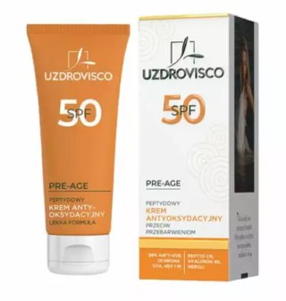 KREM DO TWARZY ANTYOKSYDACYJNY PEPTYDOWY PRZECIW PRZEBARWIENIOM SPF 50 50 ml - UZDROVISCO (PRE-AGE)