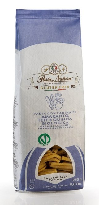 MAKARON (KUKURYDZIANO - RYŻOWY Z AMARANTUSEM, TEFF I QUINOA) CASARECCIA BEZGLUTENOWY BIO 250 g - PASTA NATURA