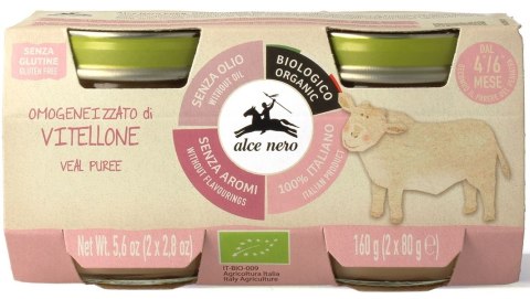 MIĘSO CIELĘCINA BEZGLUTENOWE OD 4 MIESIĄCA BIO (2 x 80 g) 160 g - ALCE NERO