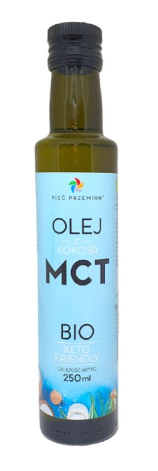 OLEJ KOKOSOWY MCT KETO BEZGLUTENOWY BIO 250 ml - PIĘĆ PRZEMIAN