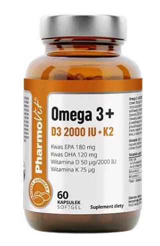 OMEGA-3 + WITAMINY D3 + K2 BEZGLUTENOWE 60 KAPSUŁEK - PHARMOVIT (CLEAN LABEL)