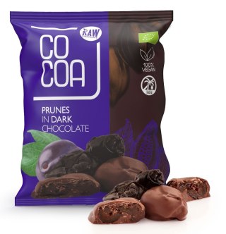 ŚLIWKI KALIFORNIJSKIE W CZEKOLADZIE CIEMNEJ BIO 70 g - COCOA