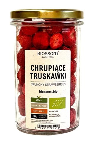 TRUSKAWKI LIOFILIZOWANE CHRUPIĄCE BEZGLUTENOWE BIO 30 g - BIOSSOM