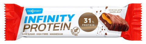 BATON PROTEINOWY Z KARMELEM I ORZECHAMI LASKOWYMI W MLECZNEJ CZEKOLADZIE BEZGLUTENOWY 55 g - MAXSPORT