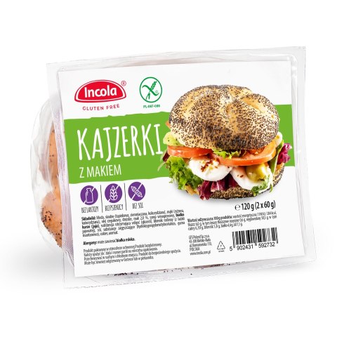 BUŁKA KAJZERKA Z MAKIEM BEZGLUTENOWA (2 szt.) 120 g - INCOLA