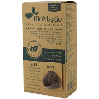 FARBA DO WŁOSÓW INTENSYWNY POPIELATY JASNY BLOND (8.11) 250 g - BIOMAGIC