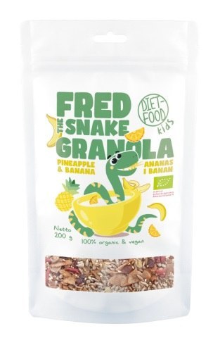 GRANOLA Z ANANASEM I BANANEM BIO 200 g - DIET-FOOD (FRED THE SNAKE)