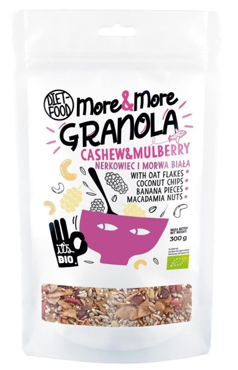 GRANOLA Z ORZECHAMI NERKOWCA I MORWĄ BIAŁĄ BIO 300 g - DIET-FOOD (MORE & MORE)