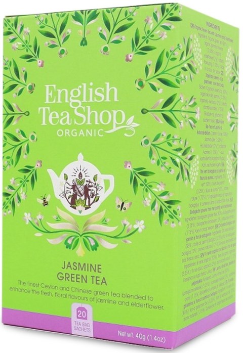 HERBATA ZIELONA Z JAŚMINEM I DZIKIM BZEM BIO (20 x 2 g) 40 g - ENGLISH TEA SHOP ORGANIC HERBATA ZIELONA Z JAŚMINEM I DZIKIM BZEM BIO (20 x 2 g) 40 g - ENGLISH TEA SHOP ORGANIC